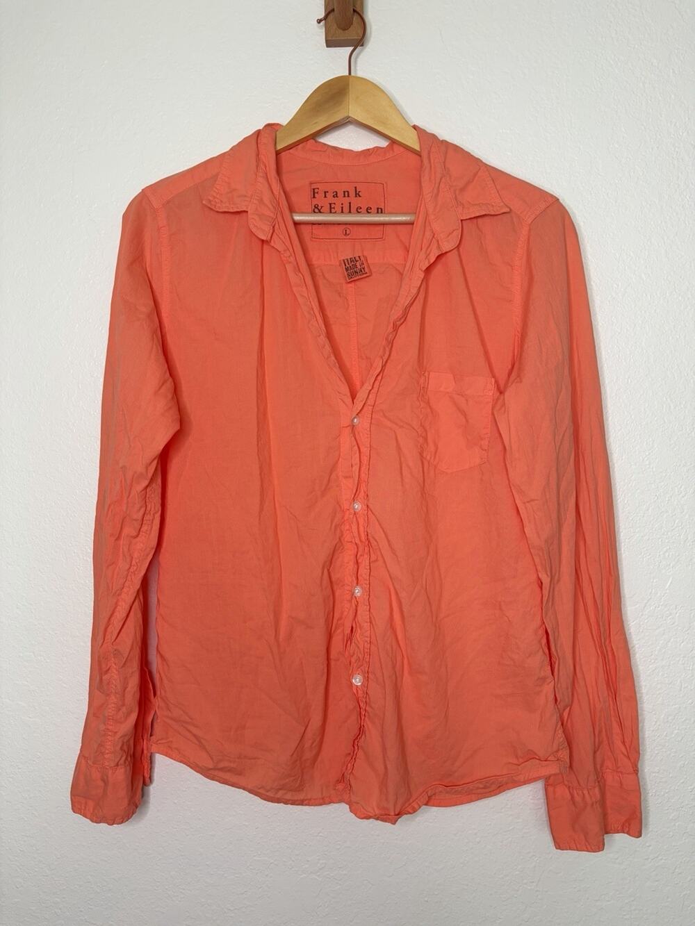 Frank & Eileen Barry Cotton Orange Top Size Large Beachside Chic Coastal Grandma
